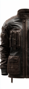 TACTICAL <b>LEATHER</b> <b>JACKET</b> <b>FOR</b> <b>MEN</b> WITH STAND COLLAR - Product Image 3