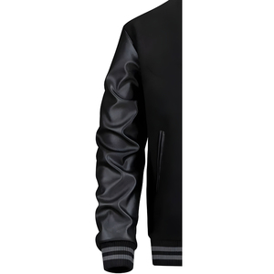 Blouson universitaire d'hiver pour homme en laine Melton avec manches en nylon/coton, col montant, personnalisable, style Letterman, écologique, respirant et coupe-vent - Product Image 3
