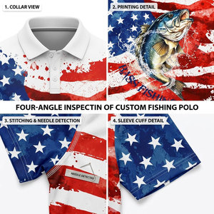 American Flag Bass Fishing Polo <b>Shirt</b> <b>Men</b> Quick Dry UPF 50 Polyester <b>Print</b> Fishing Wear - Product Image 6