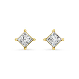Boucles d'oreilles clous en diamant de laboratoire taille princesse, plaqué rhodium, certifiées IGI, bijoux classiques pour femme, mariage, bureau/carrière - Product Image 2