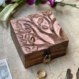Home Wood Handcrafted Wooden Storage Box With <b>Pentagram</b> Design For Jewelry Organizers - Product Image 5