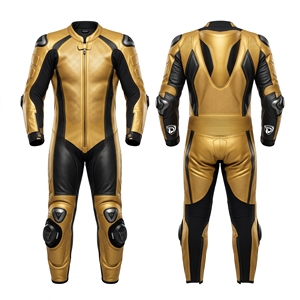 Traje de Motociclismo Dumela Dorado y Negro de Cuero, Protección Completa del Cuerpo, Impermeable, Resistente al Viento, DL-MB-25, Transpirable, para Todos los Deportes - Product Image 1