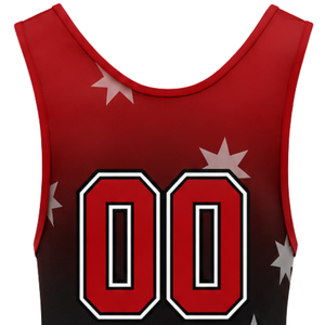 ชุดนักมวยปล้ำสีแดงดำแบบซับลิเมชั่น โพลีเอสเตอร์น้ำหนักเบา ชุดแข่งขันกีฬาแขนกุด สำหรับการฝึกซ้อมและการแข่งขัน - Product Image 5