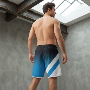 TESSUTO <b>Men</b>’s <b>Navy</b> Aqua Ocean Wave Print Drawstring Board <b>Shorts</b> Swim Trunks Beach Surf Swimwear Competitive Swimwear - Product Image 3