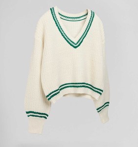 Pull en tricot respirant à motif graphique, couleurs pastel, pull doux et féminin, tendance automne pour le marché américain - Product Image 2