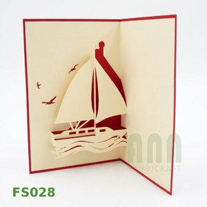 Cartes de vœux 3D pop-up personnalisées de haute qualité, style bateau, à deux cartes, découpées, faites à la main en papier, pour Thanksgiving, remerciements, cadeau - Product Image 4
