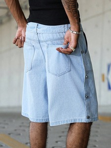 Wholesale Summer Casual Men's Ripped Denim Shorts 100% Cotton Breathable Quick Dry OEM Custom Service Drawstring Closure - Product Image 6