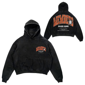 Sweat à capuche oversize décontracté pour homme en molleton 100 % coton avec poche avant – Votre marque - Product Image 1