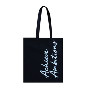 Sac fourre-tout noir portable en toile imprimée pour courses, avec logo personnalisé et poignée d'épaule, avec votre design - Product Image 4
