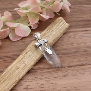 Collier en cristal de zircon clair, argent sterling 925, plaqué platine vintage, bijoux énergétiques de guérison Reiki, cristal pointu authentique - Product Image 2