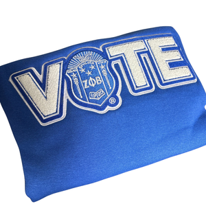 Sudadera de chenilla Zeta Phi Beta Sorority con letras griegas azules para mujer, talla estándar, cómoda, cuello redondo, para hermanas de la hermandad. - Product Image 1