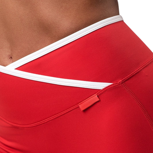 Shorts d'entraînement taille haute pour femme, respirants, séchage rapide, contraste rouge, pour la gym, le fitness, la course et l'entraînement - Product Image 6