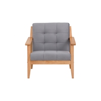 Sillón Individual Contemporáneo y Duradero con Reposabrazos, Cojín Relleno de Espuma, Respaldo Tapizado en Gris, Patas de Madera Resistentes para Espacios Pequeños