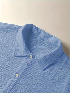 เสื้อเชิ้ตคิวบาคอปกผู้ชายแบบสั่งทำพิเศษสำหรับฤดูร้อน แขนสั้น สวมใส่สบาย ระบายอากาศได้ดี น้ำหนักเบา สไตล์รีสอร์ท ขายส่ง - Product Image 3