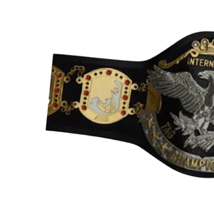 Ceinture de championnat de lutte en équipe internationale, ceinture de titre personnalisable de qualité supérieure avec pierres rouges et détails dorés - Product Image 3