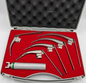 Ensemble de laryngoscope à fibre optique à pointe flexible en acier inoxydable, kit d'intubation avec poignée à lames articulées et étui de protection - Product Image 1