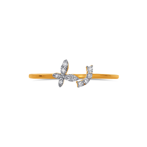 Premium Gold Diamond <b>Studded</b> Butterfly Floral Ring for Women Marquise Cut Fine Jewelry 0.07 Ct For Daily Wear - Product Image 2