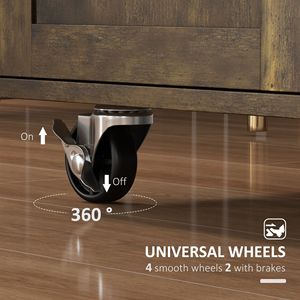 Carrello da Cucina Moderno Rustico Marrone con Ruote, Cassetti, Armadietto Portaoggetti, Portasciugamani, in Metallo, Plastica e Pannelli in MDF Ecologici - Product Image 5