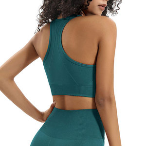 Seamless Yoga <b>Set</b> 2 Piece High Waist Crop Top & Full Length Leggings Solid Color Racerback Sport Wear for Women - Product Image 6