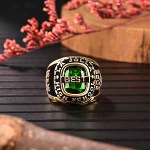 Anillo de Graduación Universitario Personalizado BOJ School Ring 045, Anillo de Colegio Secundario para Ella, con Piedra de Nacimiento, Plata 925, ¡Oferta! - Product Image 1