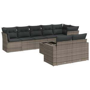 Sofa de jardin en rotin PE gris avec acier enduit de poudre et verre trempé Mobilier d'extérieur de qualité supérieure - Product Image 2