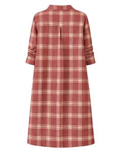 Robe chemise longue à carreaux personnalisée pour femme, boutonnée, motif à carreaux, robe midi décontractée, manches longues, vente en gros sur mesure - Product Image 2