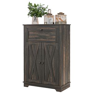Dark Brown Wood <b>Sideboard</b> Buffet <b>Storage</b> Cabinet Free Standing with Doors Drawer for Kitchen Living Room for Villa Application - Product Image 1