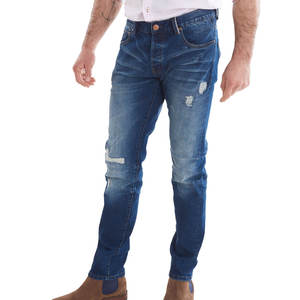Jeans Clásicos de Corte Ajustado, Elásticos, Lavados y Desgastados, Diseño de Pierna Recta, Cómodos, Casuales, para Uso Diario, Pantalones de Moda - Product Image 1