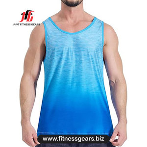 Débardeur bleu dégradé pour homme, séchage rapide, col rond, sportif, tricoté, sans manches - Product Image 1