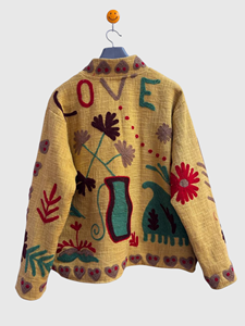 Veste en lin brodée à la main avec des motifs floraux, manches longues, col rabattu, taille plus, style Prairie Chic, vêtements de printemps pour femmes - Product Image 5