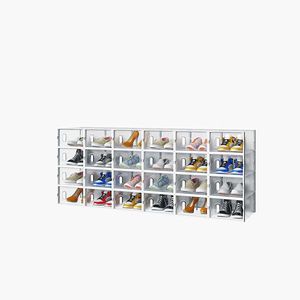 24 Piece White Small Shoe Storage Box Set 33x23x14cm <b>Plastic</b> <b>Mesh</b> and Stackable Design - Product Image 3