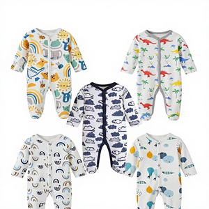 Baby Romper 1pc Gender-<b>Neutral</b> Unisex Footed Romper <b>Print</b> All-Season 0-9 Months Newborn Single Button Closure Cotton Breathable - Product Image 1