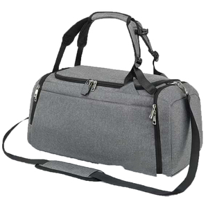 Wholesale Unisex Gray Polyester Gym Duffel Bag with <b>Adjustable</b> <b>Strap</b> and Interior Compartment 30-40L Casual Style Zipper Closure - Product Image 3