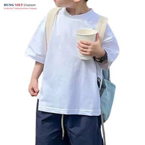 Vente en gros T-shirt en coton vierge avec logo personnalisé fabriqué à partir de tissu 260 GSM pour adolescents et enfants garçons et filles - Product Image 2