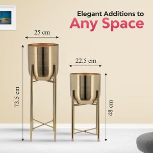 Lot de 1 pots de fleurs et jardinières d'intérieur décoratifs en métal doré moderne pour la maison, le jardin et le salon, la chambre à coucher et la décoration intérieure - Product Image 3