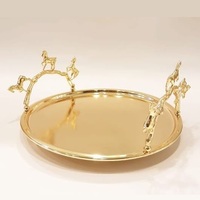 Nouvel Arrivage Plat de Présentation Artisanal en Aluminium Feuille de Lotus avec Socle en Marbre Doré Poli, Style Moderne et Tendance, pour Table de Fête de Luxe