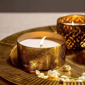 Portavelas metálico rústico industrial para decoración interior de casa de campo, elegante soporte para velas de té para uso en interiores. - Product Image 1