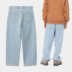 Men's Women's <b>Light</b> Multiple Color Loose Fit Denim Jeans Casual Washed Wide Leg Style Summer Wear Denim Jacket Pant Baggy Styles - Product Image 6