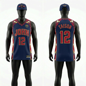 Maillot de basket-ball pour homme, 160 GSM, maille polyester respirante, rouge et gris, panneaux latéraux contrastés, logo personnalisé par sublimation - Product Image 3