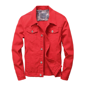 Veste en jean jaune pour homme, coupe ajustée, décontractée, printemps, coton, col rabattu, fermeture boutonnée, manches classiques, style tissé délavé - Product Image 4