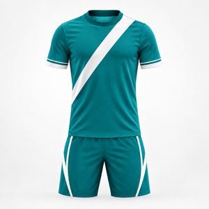 Ensemble de maillots de football personnalisés, imprimés numériquement, en polyester, uniforme de football à manches courtes, col rond, kit d'équipe, fabricant en gros - Product Image 3