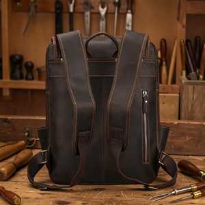 Custom Genuine Leather Backpack Luxury Mens <b>Laptop</b> Bag Waterproof Real Leather <b>Rucksack</b> Vintage Travel Daypack LBK-0135 - Product Image 4