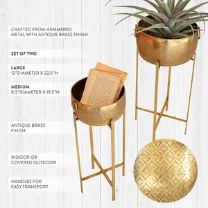 Macetero decorativo de latón para el hogar y la oficina, elegante soporte para plantas de interior y exterior de proveedor indio para exportación a granel. - Product Image 5