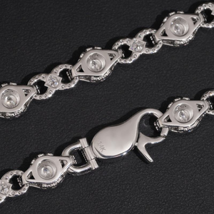 สร้อยคอโมอิสซาไนต์แบบ Iced Out Infinity Link Chain หรูหรา สไตล์ฮิปฮอปสำหรับผู้ชาย ประกายระยิบระยับ สีเงิน - Product Image 3