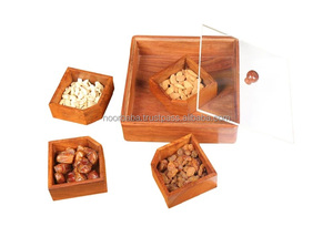 Carro de bandeja de madera Bandeja de servicio de frutas secas para cocina Boda Eventos corporativos Artesanías naturales Regalos de boda - Product Image 2