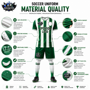 Hot Sale Custom Sublimation <b>Soccer</b> Uniform T-Shirt 100% Polyester Premium Green Stripes Training Short Sleeves <b>Soccer</b> Uniform - Product Image 2