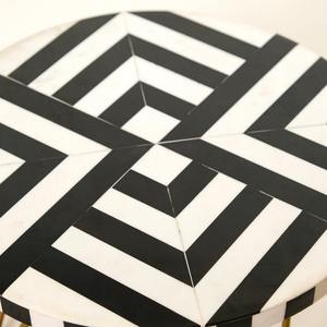 Support à gâteau moderne noir et blanc avec incrustation motif géométrique, plateau de service rond pour desserts avec pieds en forme d'épingle dorée pour mariage et fête - Product Image 6