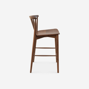Tabouret de bar moderne en bois massif, finition noyer, pour café, restaurant, comptoir, salle à manger, mobilier minimaliste, sièges de bar - Product Image 3
