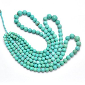 Cuentas redondas lisas de turquesa AAA+ de 6 mm a 11 mm, turquesa natural de Arizona, piedras preciosas semipreciosas de alta calidad, cuentas sueltas para joyería. - Product Image 1