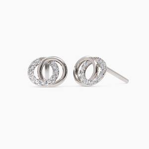 Pendientes de Oro Amarillo Sólido de 14K con Diamantes Cultivados en Laboratorio, Diseño Entrelazado, Joyería Minimalista y Elegante para Mujer, Regalo - Product Image 1